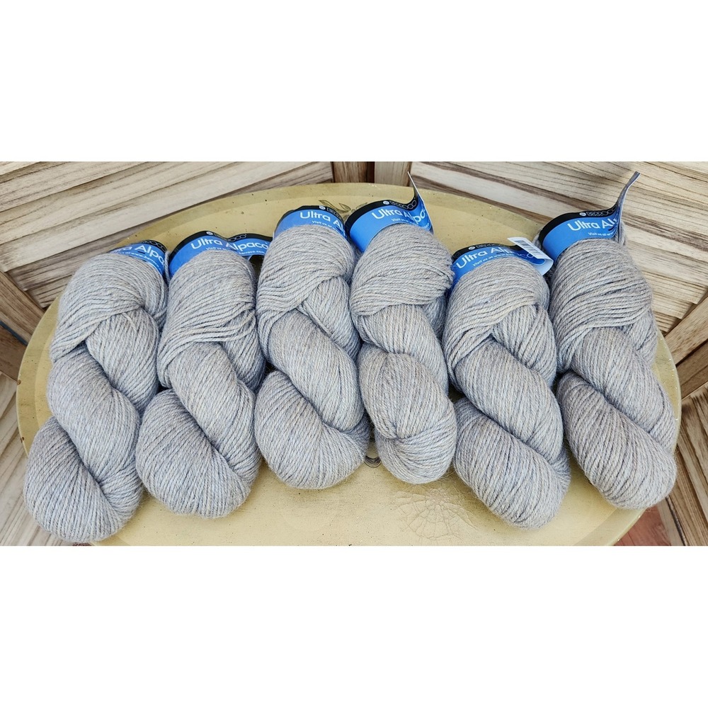 Berroco Grey Beige Alpaca Wool Ultra Yarn Lot of 6 Skeins 62189 Knitting Greige